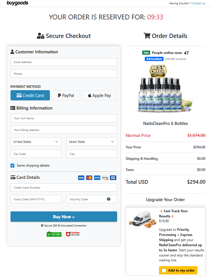 NailsCleanPro order form